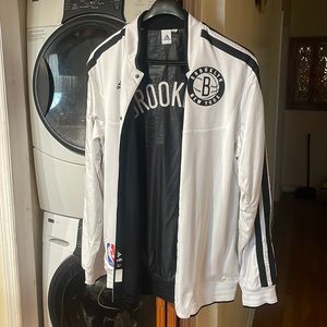 Adidas Brooklyn nets white reversible button up